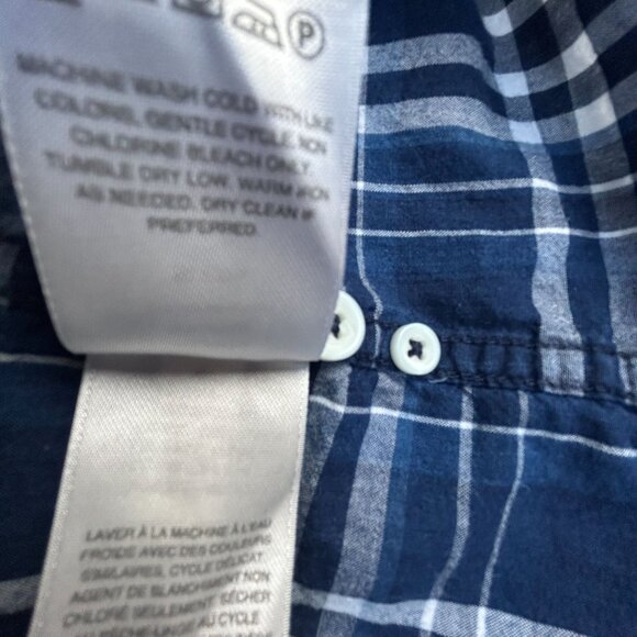 J.Crew Indian Madras Mens Slim-Fit Blue White Plaid Button-Down Shirt XL Cotton - Picture 5 of 8